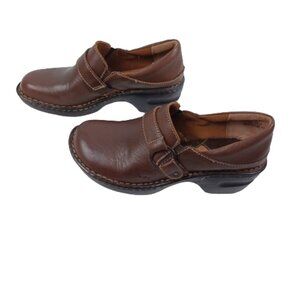 BOC Brown Leather Mule Clogs Size 7.5 Ladies Dress Casual Shoes